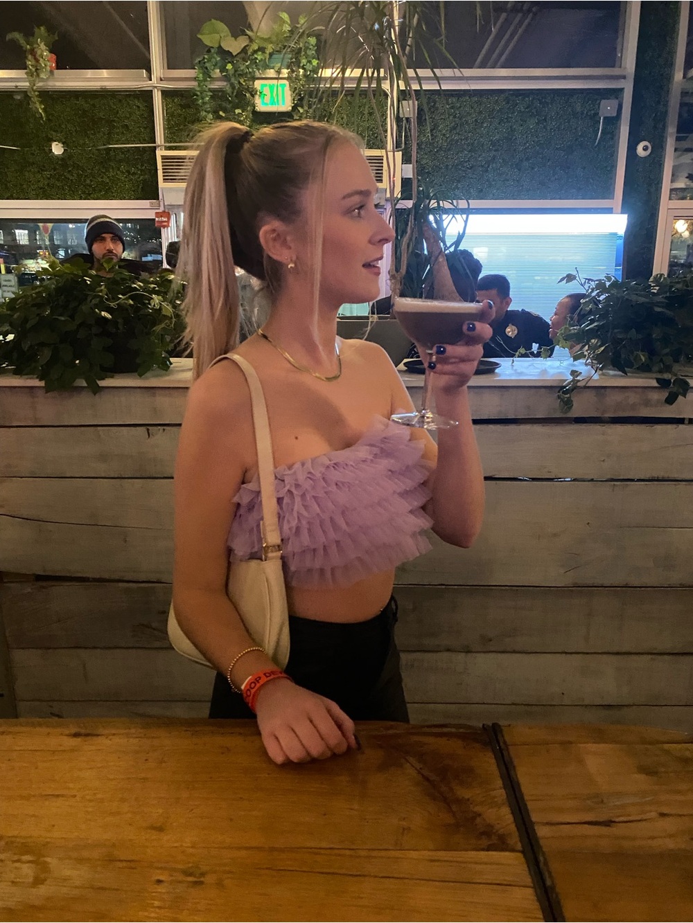 SHEIN Lavender Ruffle Tulle Crop Top